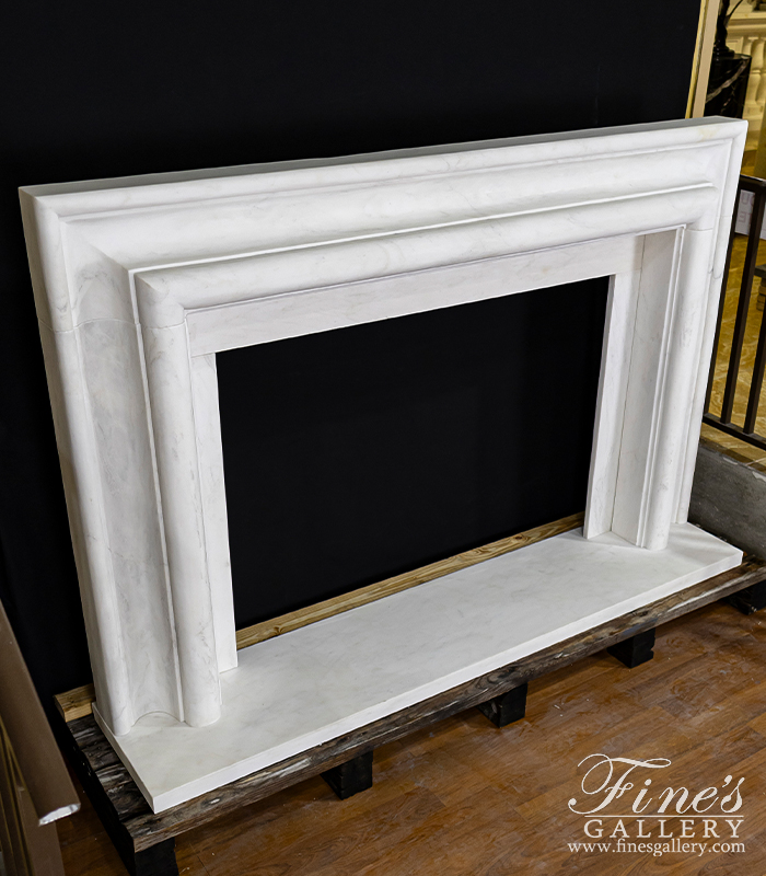 Marble Fireplaces  - Oversized Bolection Style Fireplace Mantel In Statuary White Marble - MFP-2497